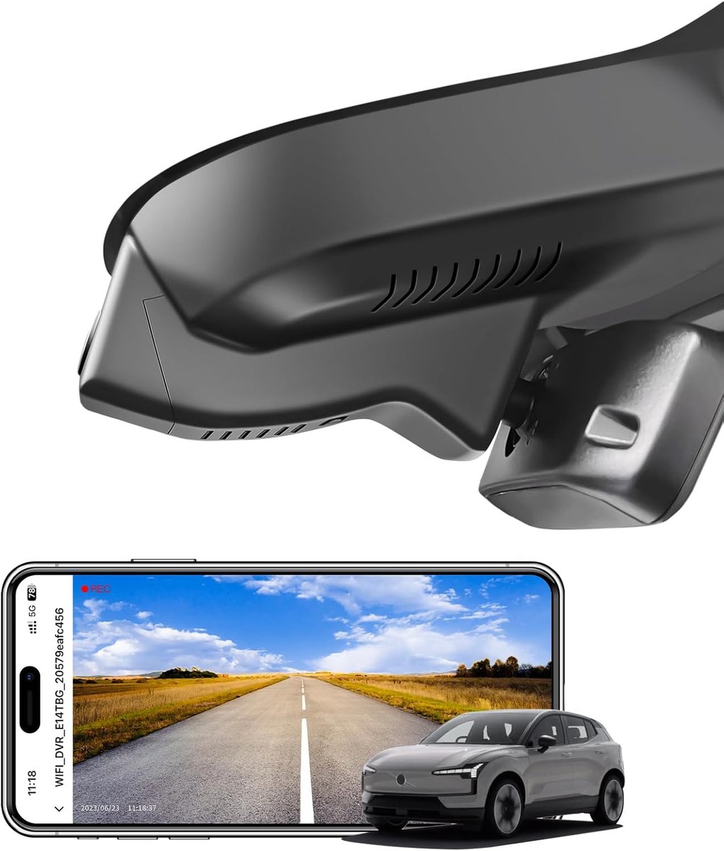 SnelShoppen - 4K UHD 2160P Dashcam Auto, OEM Look voor Volvo EX30 2024-2026, Loop Recording, G-Sensor, WiFi & App, Eenvoudig te Installeren, 64GB Gehe