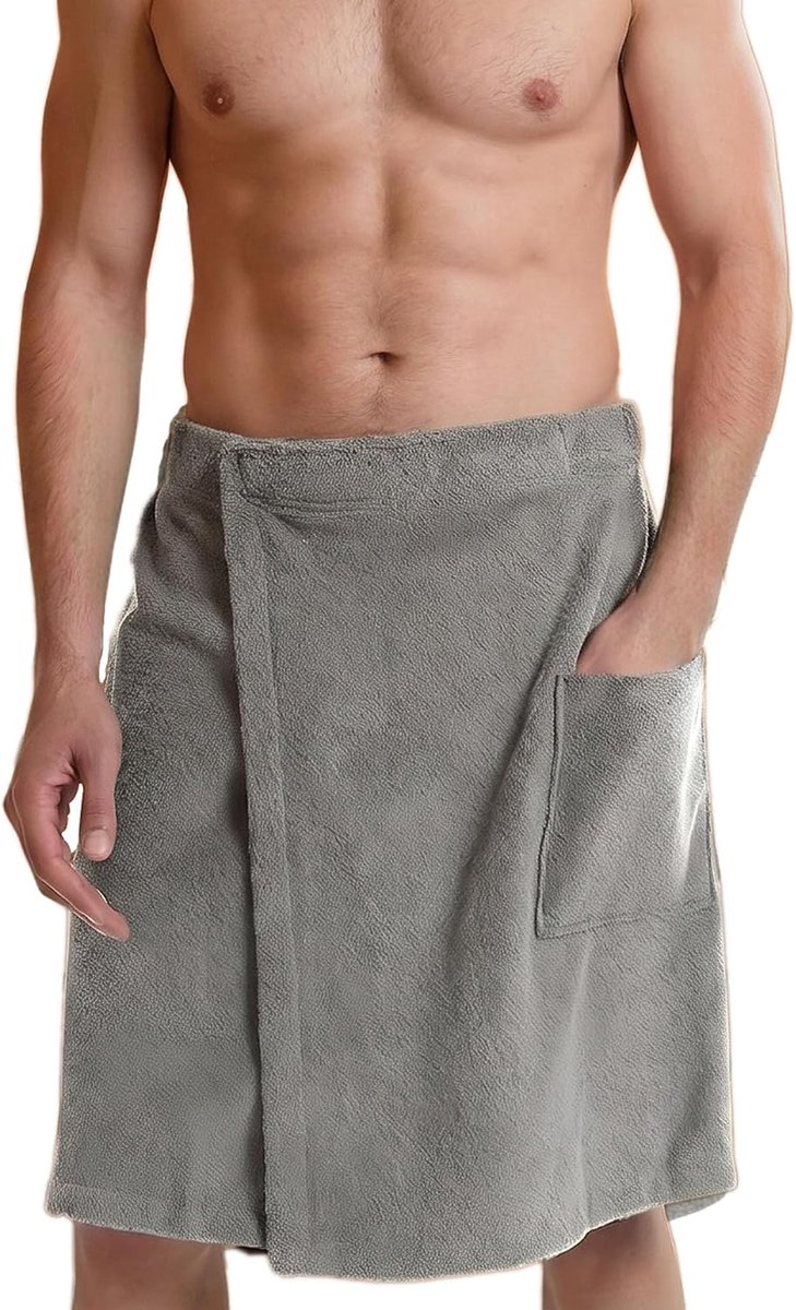 SnelShoppen - Saunakilt voor Heren XL 60x150 cm, Sneldrogende Koraalflanel Handdoek met Klittenbandsluiting, Ideaal voor Sauna, Fitness, Douche, Stran