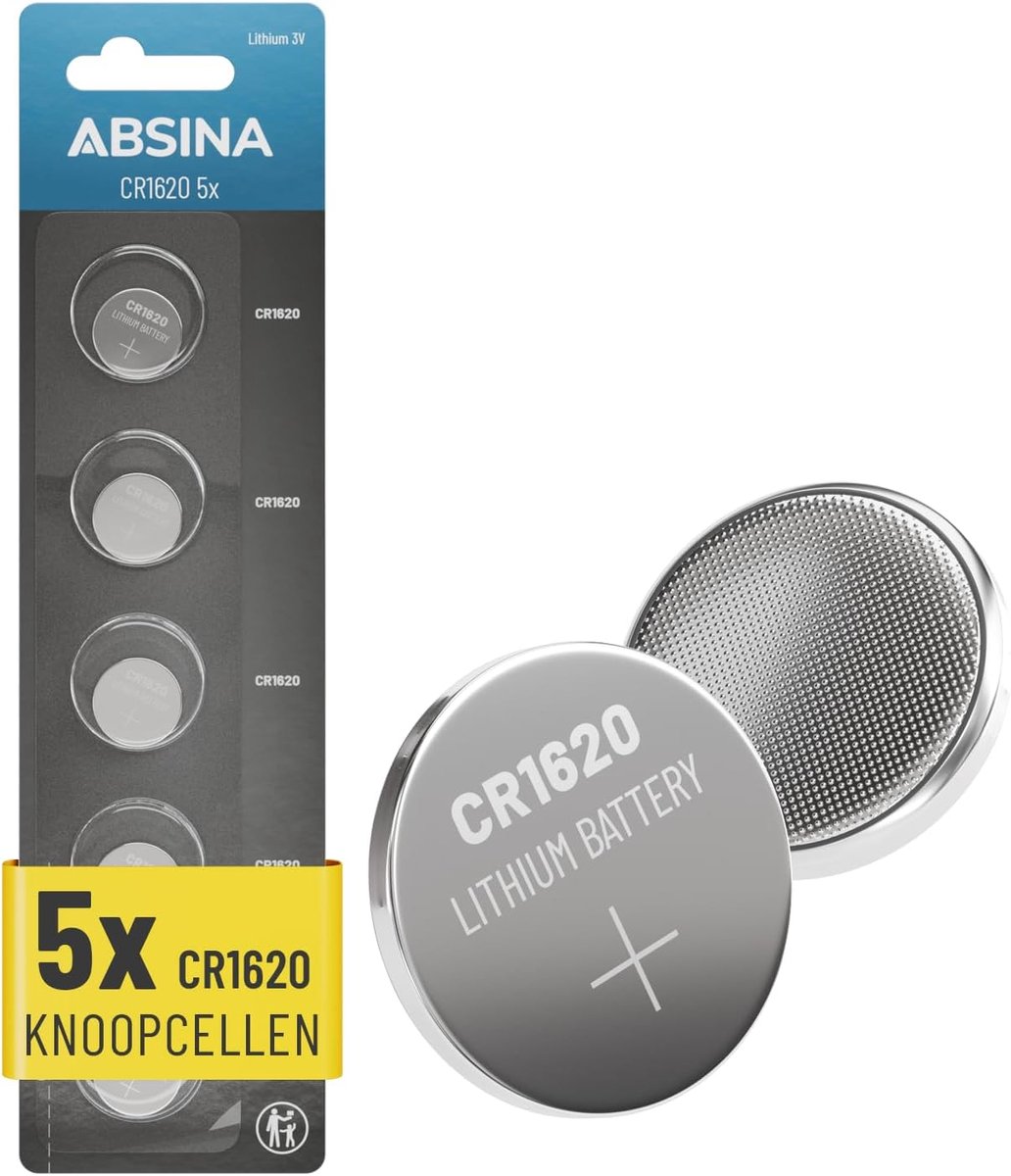 SnelShoppen - CR1620 Knoopcelbatterijen 5-Pack - 3V Lithium Button Cell - Levensduur Lang - Geschikt voor Autosleutels, Horloges, Afstandsbedieningen