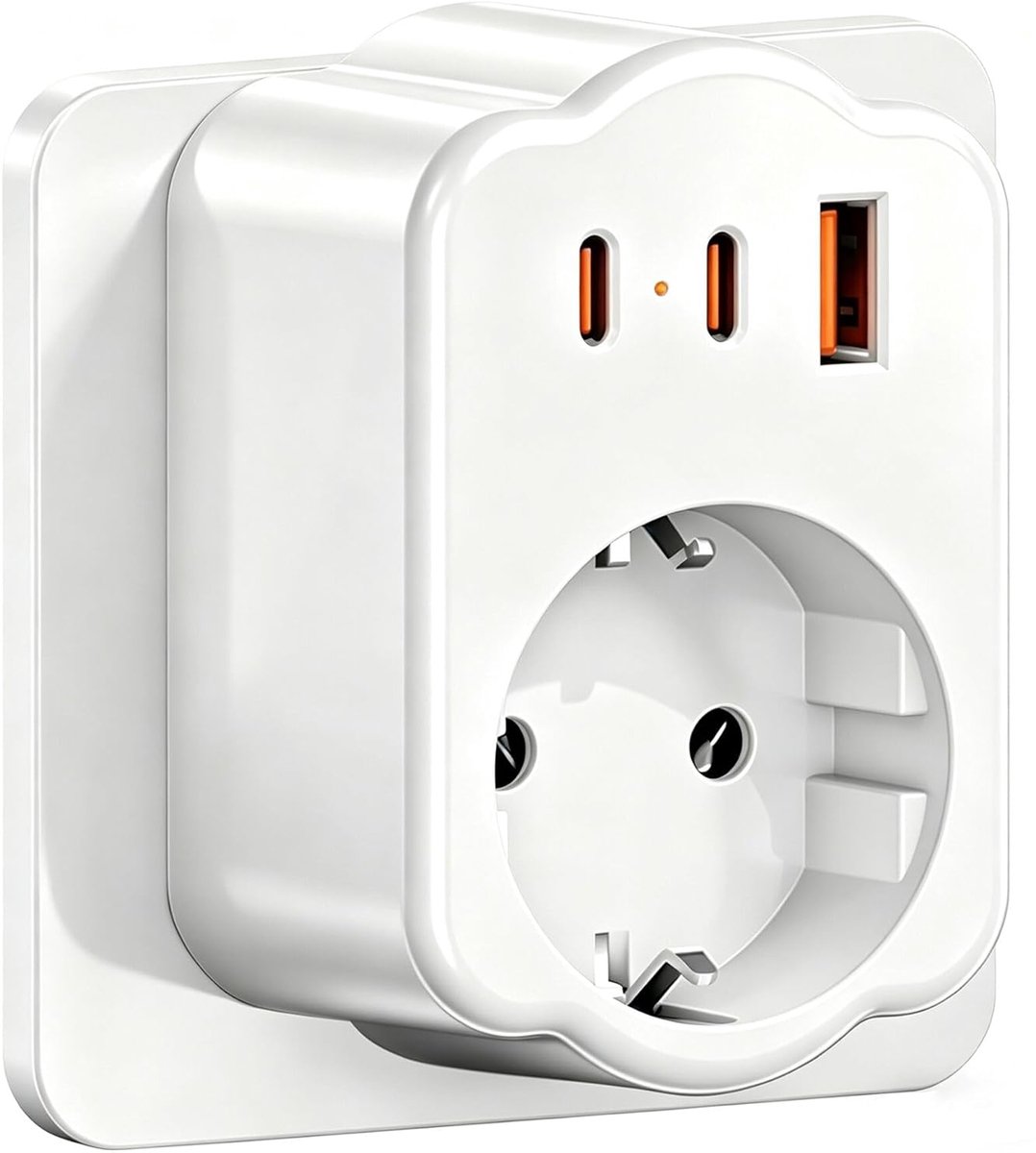 SnelShoppen - USB Stekker Adapter met 2 PD20W USB C, 3 USB Poorten, 4000W/16A, Multifunctionele Stekkerdoos voor Thuis, Camping, Keuken, Reizen