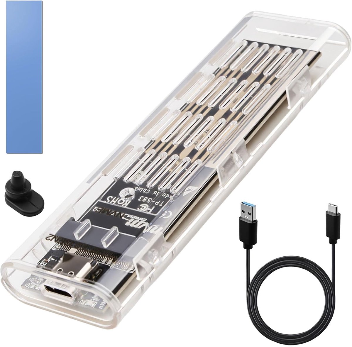 SnelShoppen - M2 NVMe SSD Enclosure Externe M.2 Adapter USB 3.1 Externe Hard Drive NVMe USB-C voor PCIe M-Key 2230/2242/2260/2280 - Hoog Snelheid Tool