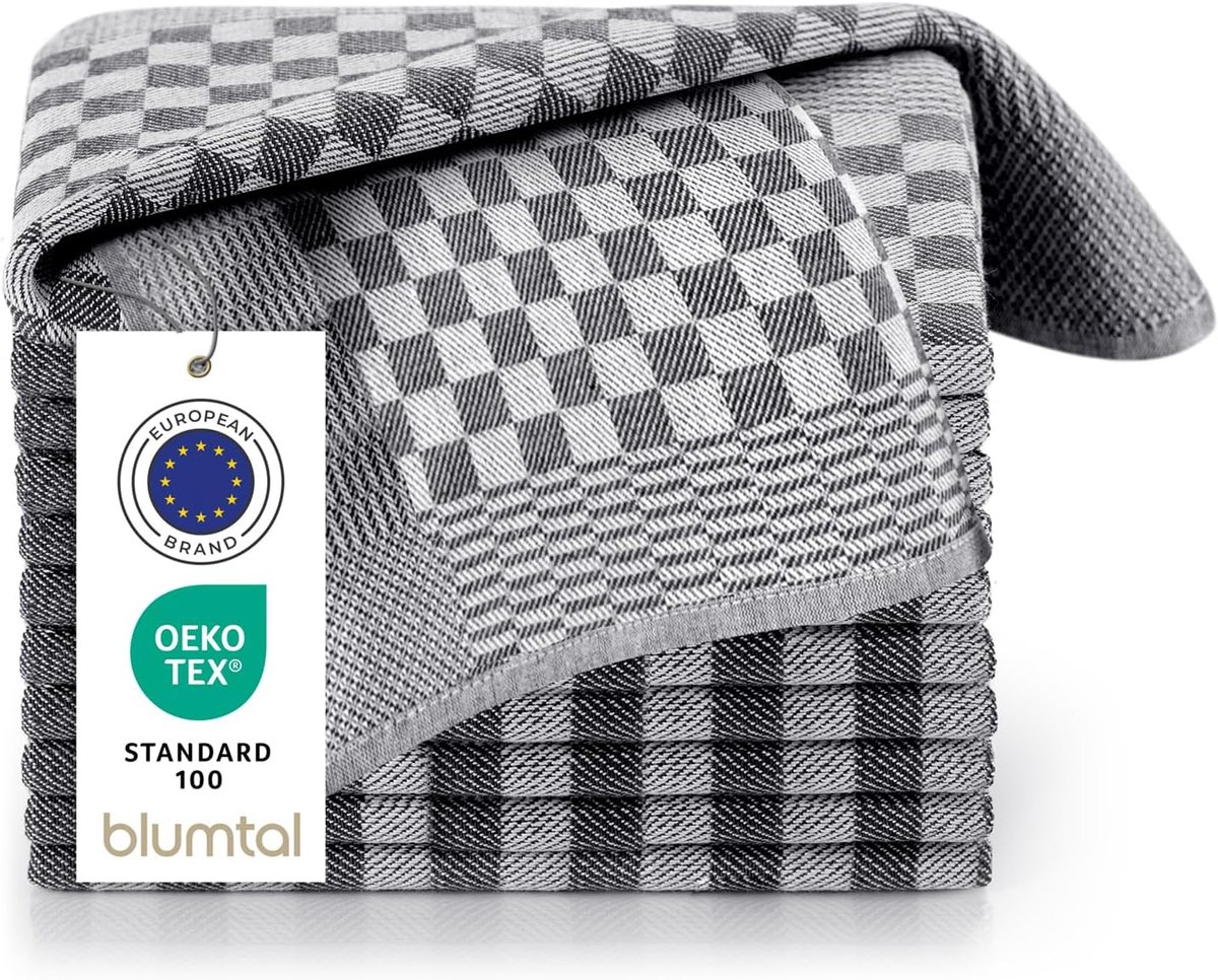 SnelShoppen - Set van 20 Keukenhanddoeken - 100% Katoen - 50 x 70 cm - Zwart Geruit - Hoge Kwaliteit Keuken Textiel voor Thuis en Horeca