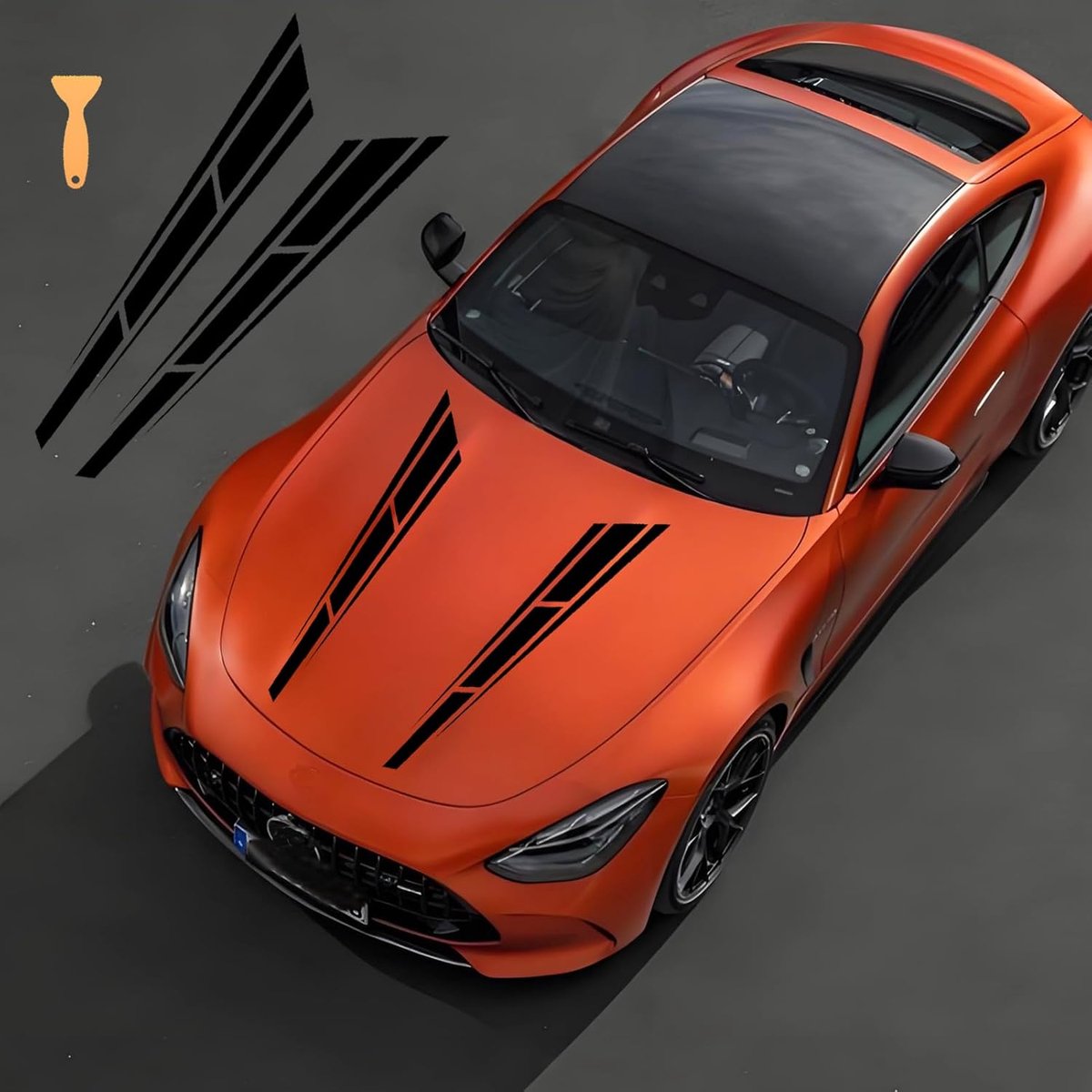 SnelShoppen - 1 Paar Racing Stripes Decals voor Auto, Waterproof Vinyl Stickers voor Car Hood en Trunk, Zwarte Bodysticker voor Persoonlijke Auto Styl