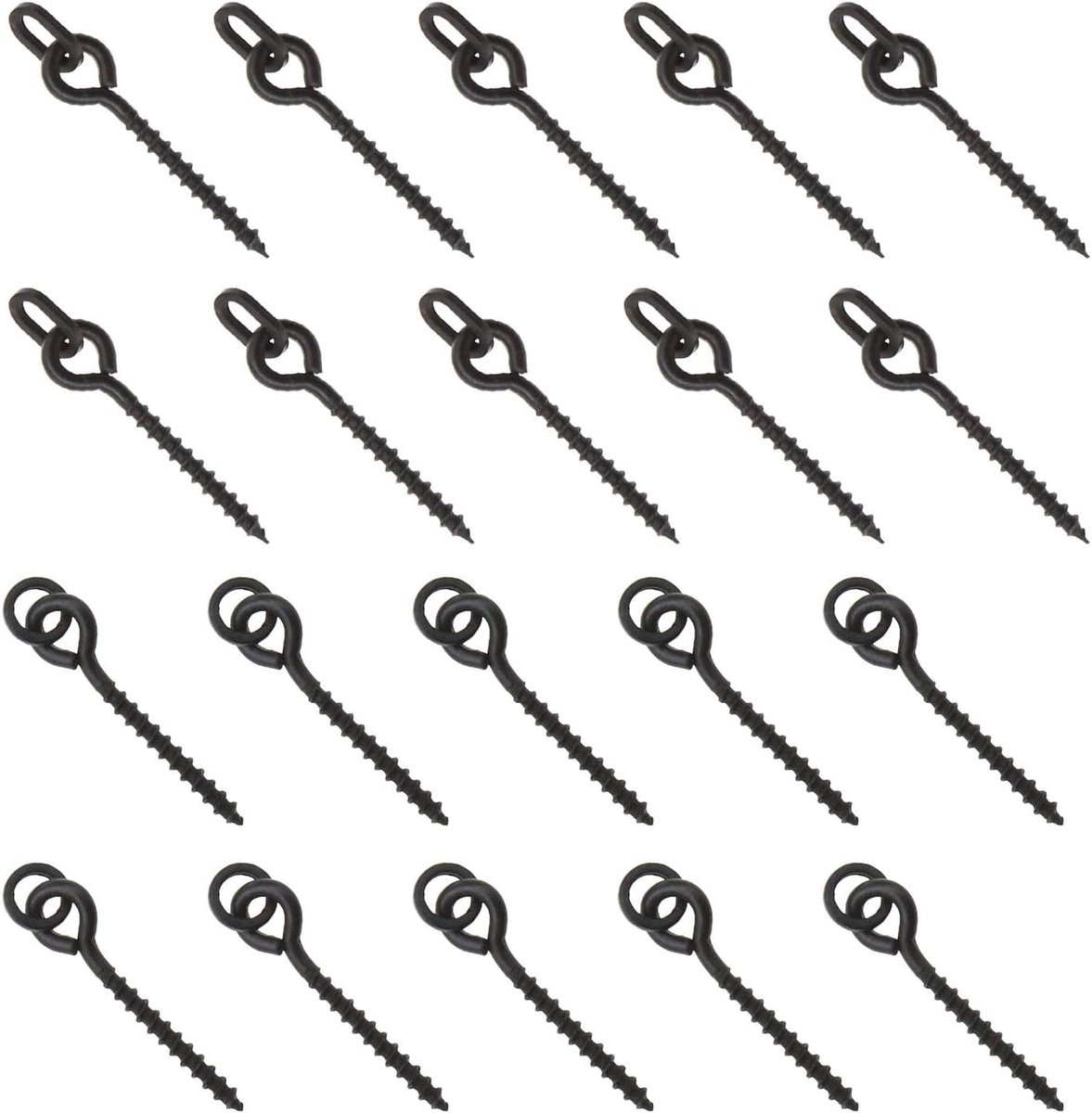 SnelShoppen - 100pcs 15mm Vis Lures Bait Screws met Rond/Oval Link Loop voor Karpervissen, Terminal Grip Connectors, Matte Zwart