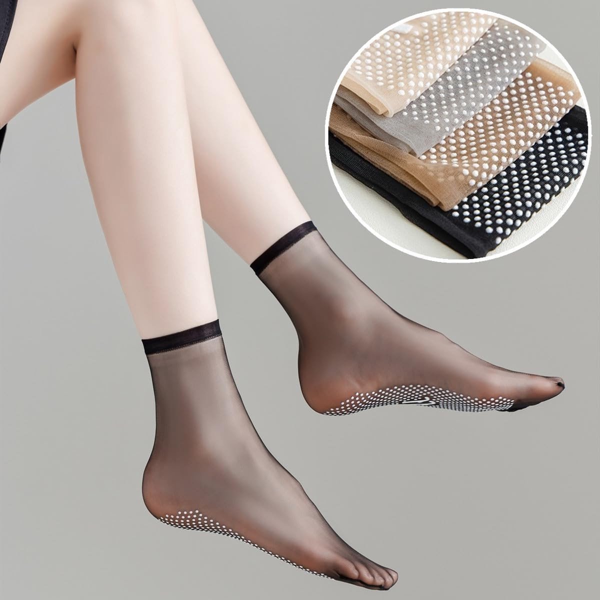 4 Paar Dames Enkelhoge Pop Sokken, Ultra-Dunne Onzichtbare Zijde Sokken, Antislip Onderkant, Transparante Enkelhoge Kousen, Ademend en Zomer Geschikt, Perfect voor Casual en Sportieve Outfits