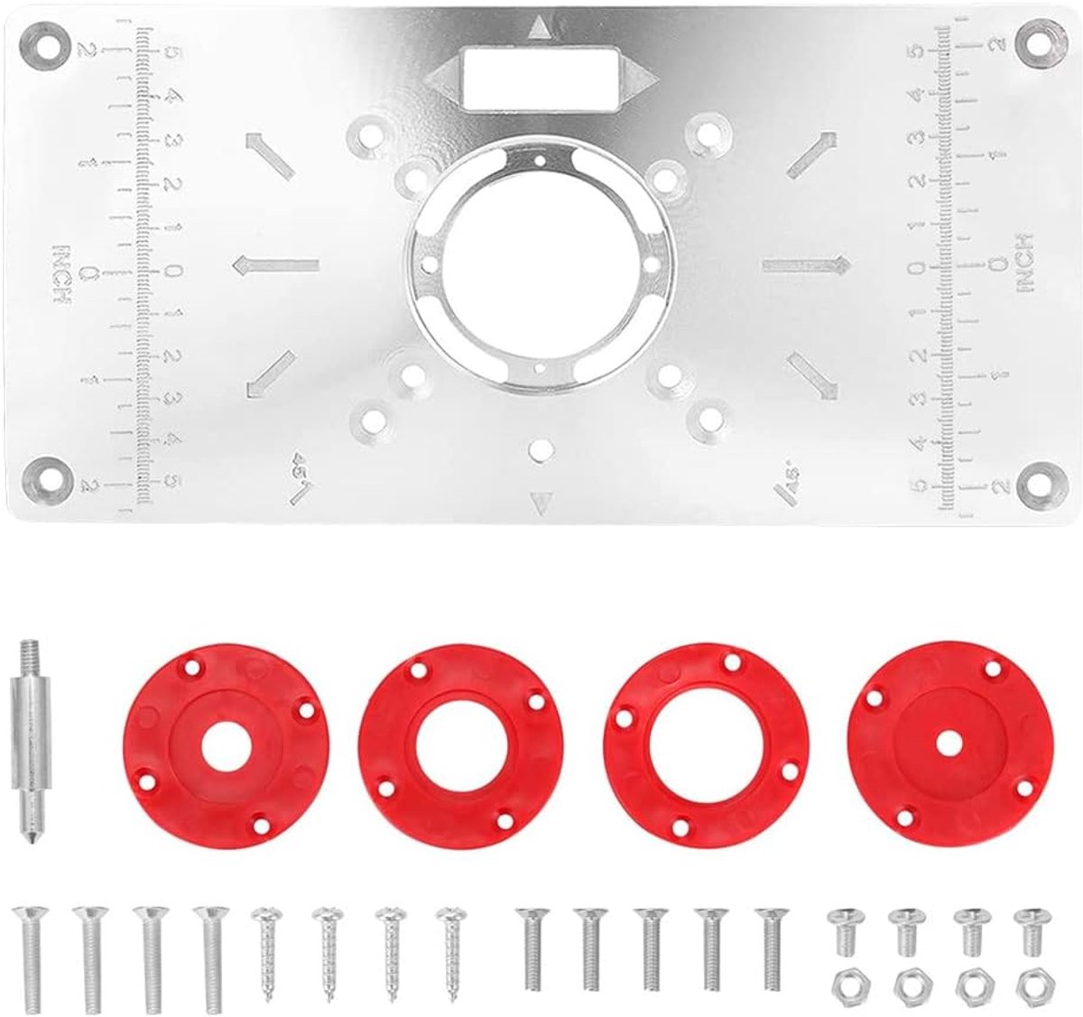 SnelShoppen - 235mm x 120mm Houtbewerking DIY Frees Tafel Invoegplaat met 4 Ring Gereedschappen voor Router Tafel en Werkbank