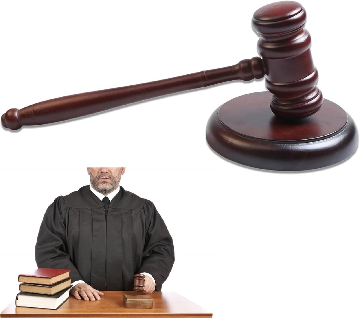 Houten Hamer Set met Resonantieblok voor Veilingen, Advocaten, Studenten en Rechters - Perfect voor Juridische Toepassingen en Officiële Gebeurtenissen