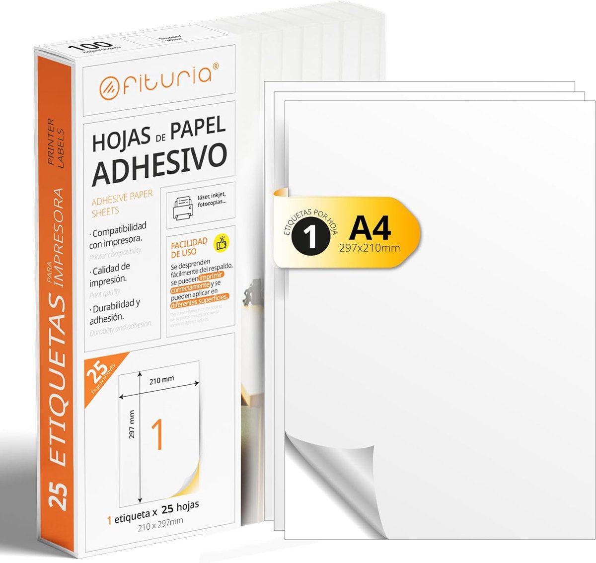 SnelShoppen - A4 Bladen met Witte Zelfklevende Labels, Persoonlijke Stickers Maken, Veilig Zelfklevend A4 Papier, Printbare Labels voor Laserprinters