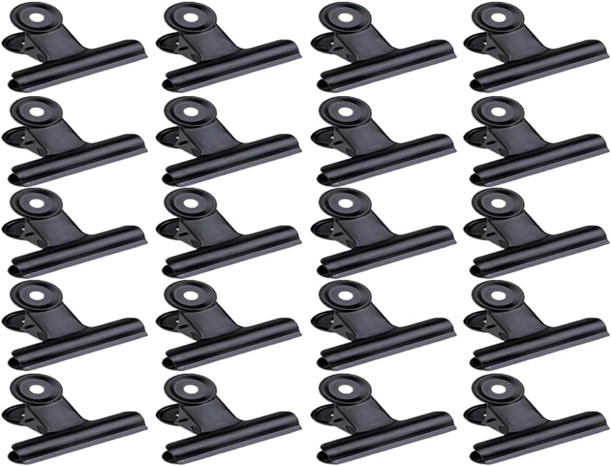 SnelShoppen - 20 Stuks Clamps Anlising Binder Clamps - Multifunctionele Clip - Metaal Bulldog Clips Zwart - Papieren Geldbinder - Hinge Paper Clips -