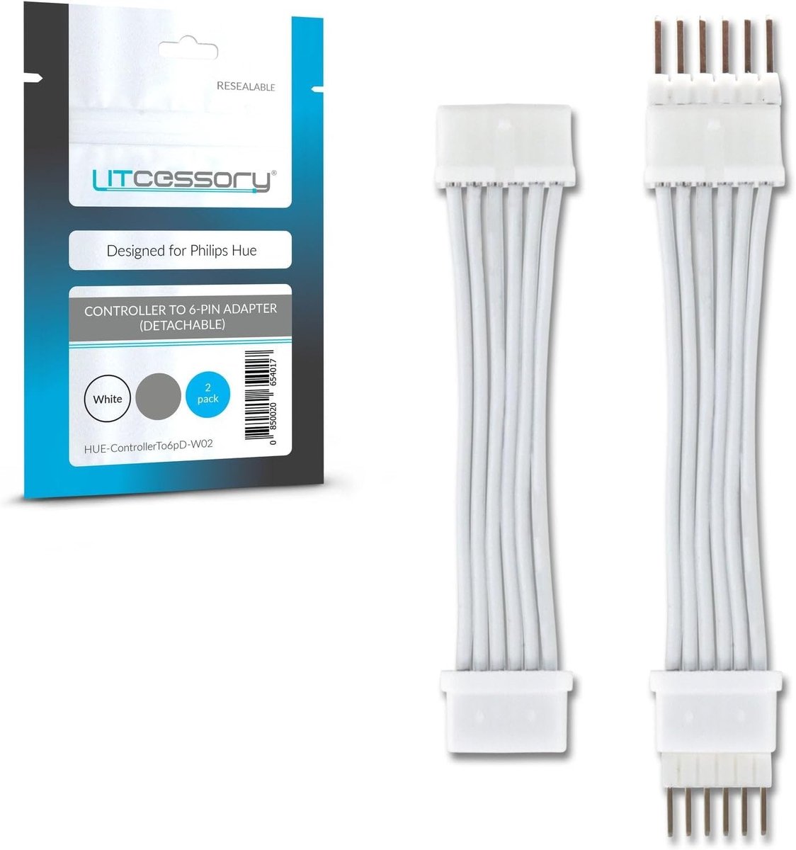 SnelShoppen - Light Strip Controller 6-Pin Adapter voor Philips Hue Lichtsstrip Plus - MIKRO 6-PIN V4 - Wit - Compatibel met Solo en Hue V4