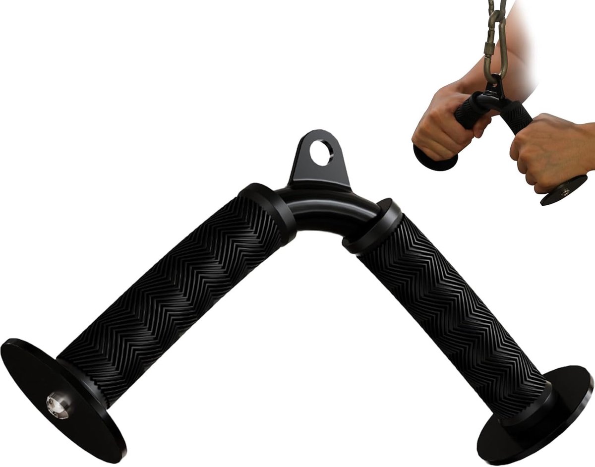 SnelShoppen - Tricep V Bar Cable Attachment, Triceps Pull Down V-Bar voor Thuis Gym, Non-Slip Rubber Handvatten, Duurzaam RVS, Lichtgewicht en Draagba
