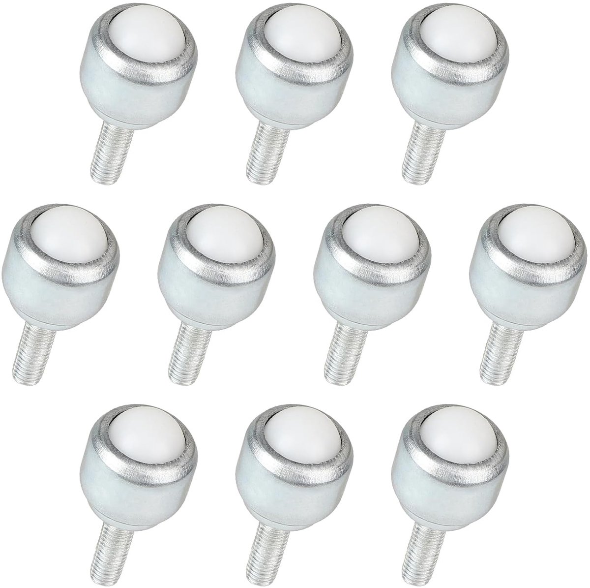 SnelShoppen - Pack van 10 Kogelwielen met M5 Draad, 16.5 mm, Kleine Nylon Kogelwielen met 360° Rollager voor Meubels, Kasten, Transportwagens