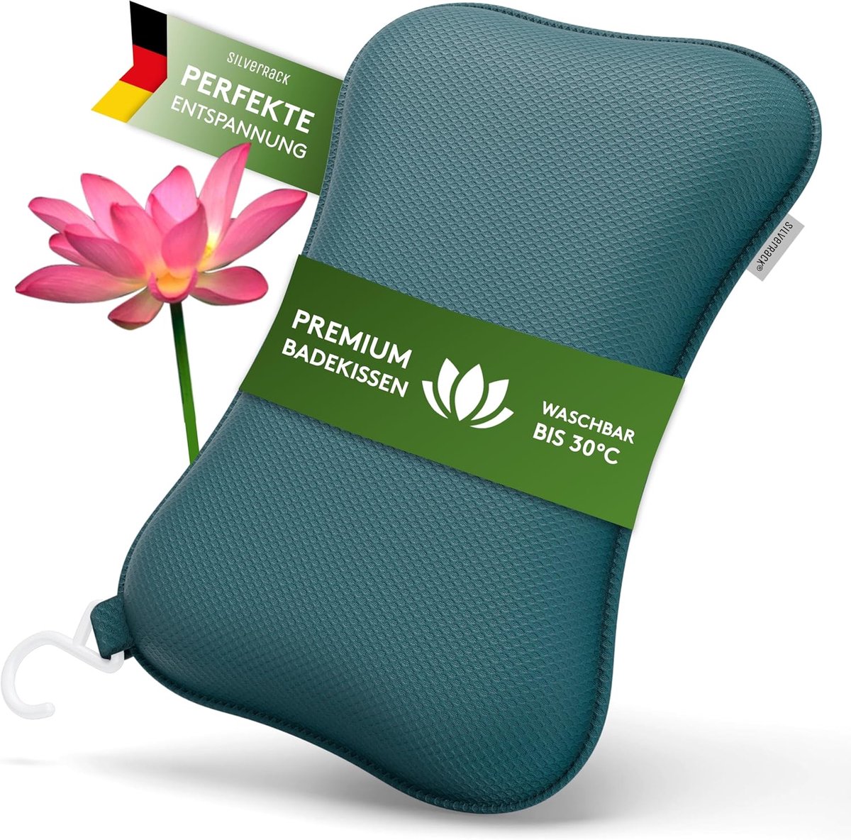 Thijox - Premium Badkussen voor Badkuip met Zuignappen - Comfortabel Nekkussen in Petrol voor Ontspanning en Wellness - Hoofdsteun en Badaccessoire vo