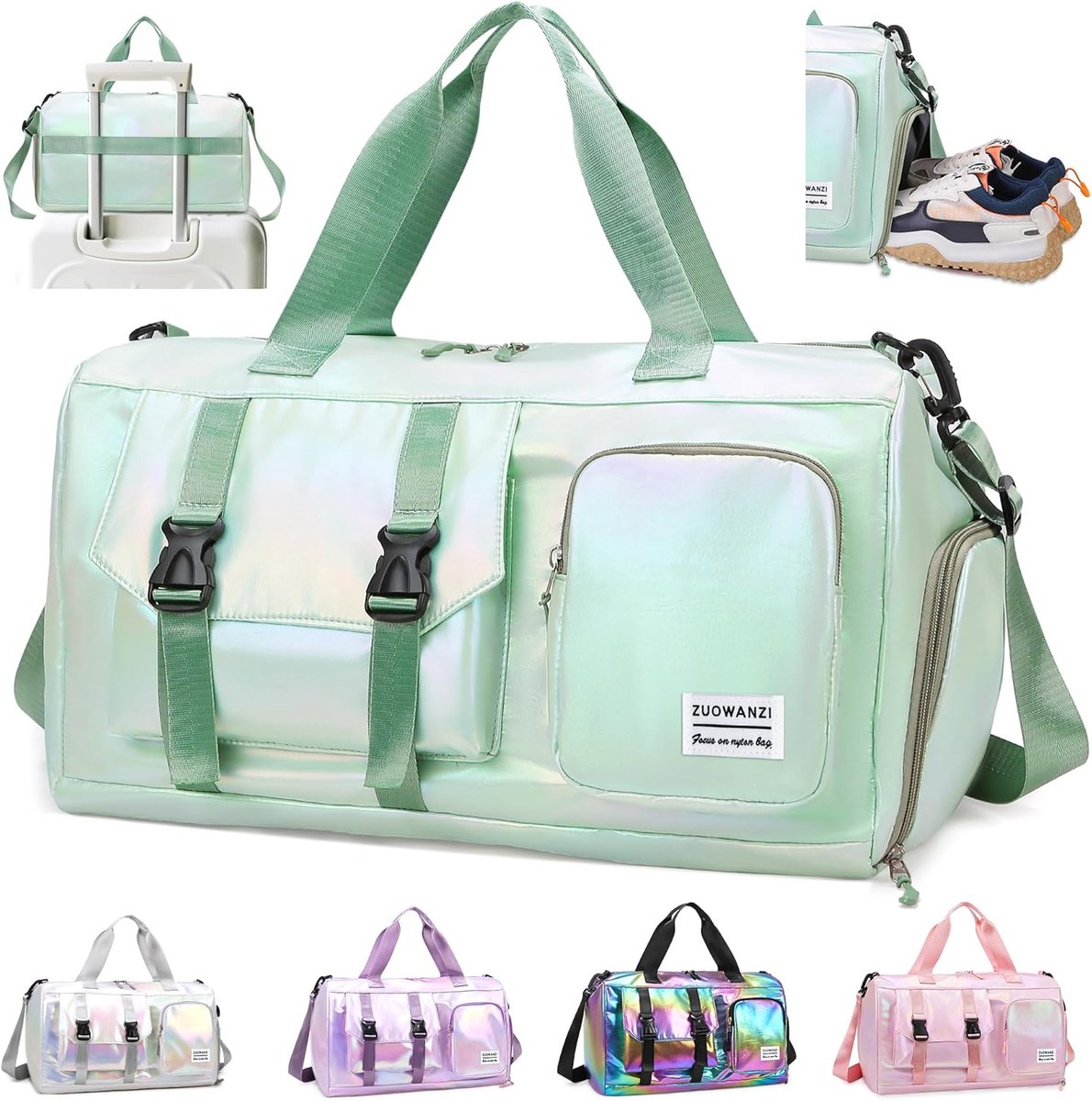 SnelShoppen - Sporttas Reistas voor Vrouwen met Schoencompartiment, Waterdicht Moederparel Oxford, Ideaal voor Sport, Fitness, Weekend Getaways, Reize