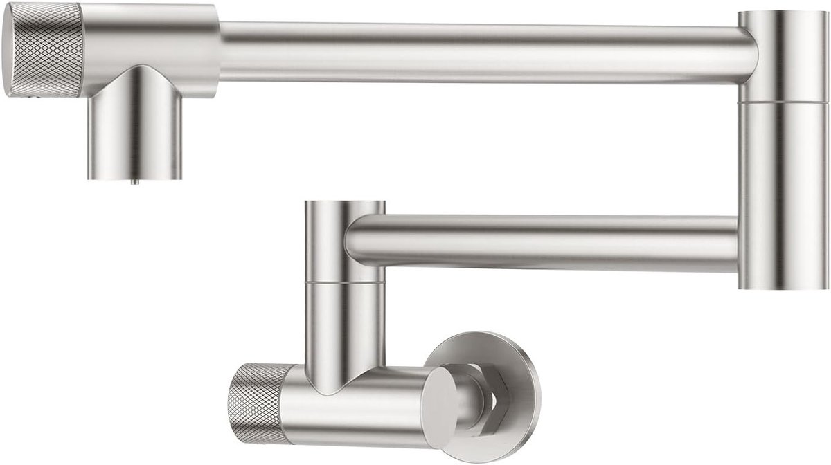 Vouwbare Wandmontage Keuken Kraan met Twee Handgrepen en 360° Rotatie voor Koud Water, Ideaal voor Kleine Keukens en Ruimtebesparing