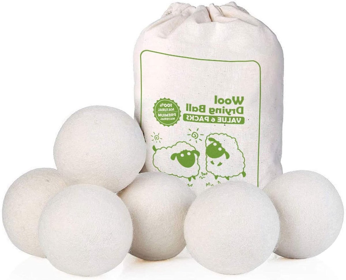 Herbruikbare Wol Droogballen, 100% Nieuw-Zeelandse Wol, Natuurlijke Statische Vermindering en Wasverzachter, Set van 6 XL Ballen voor Efficiënt Drogen