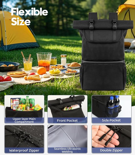 SnelShoppen - Grote 35L Koeltas Rugzak 2-in-1 - Dubbele Laag Waterdichte Koeltas voor Picknick, Strand, Barbecue, Kamperen, Reizen, Familie van Snelshoppen — afbeelding 2