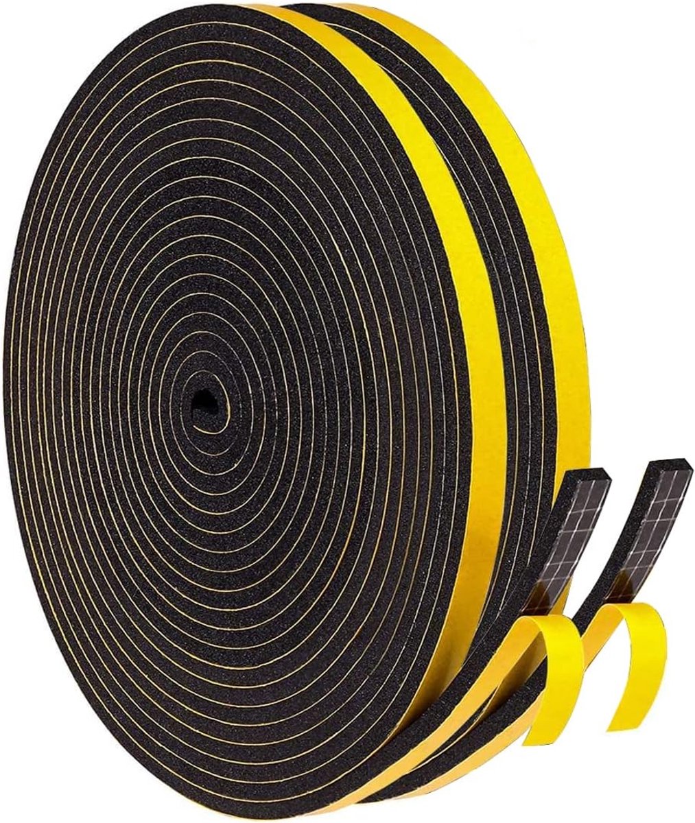 SnelShoppen - Zelfklevende Sealing Strip 6x3mm x 20m - Zwart - Ideaal voor Deuren, Ramen, Badkamer, Meubels en Auto's - Milieuvriendelijk CR Foam