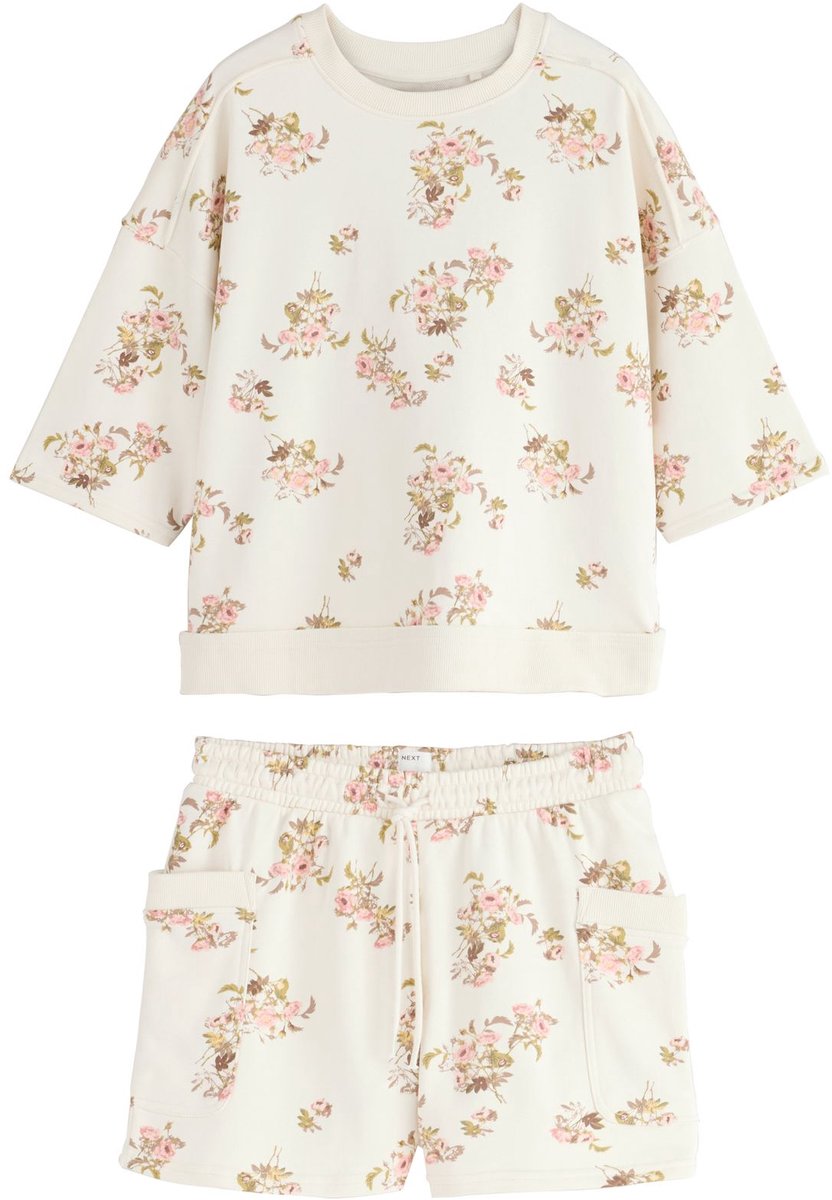 Next - Dames - Set met sweatshirt en korte broek voor thuis - Crème