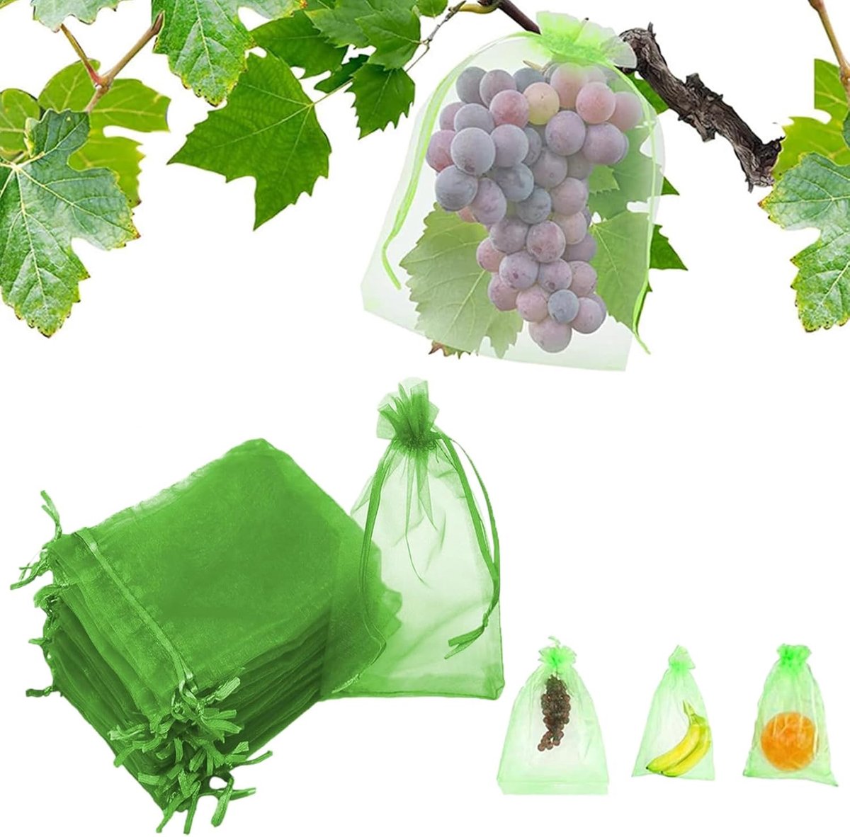 SnelShoppen - 100 Stuks Plant Tuin Beschermzakken voor Fruit tegen Vogels, 17 x 23 cm, Herbruikbaar en Duurzaam, Ideaal voor Groenten en Fruit
