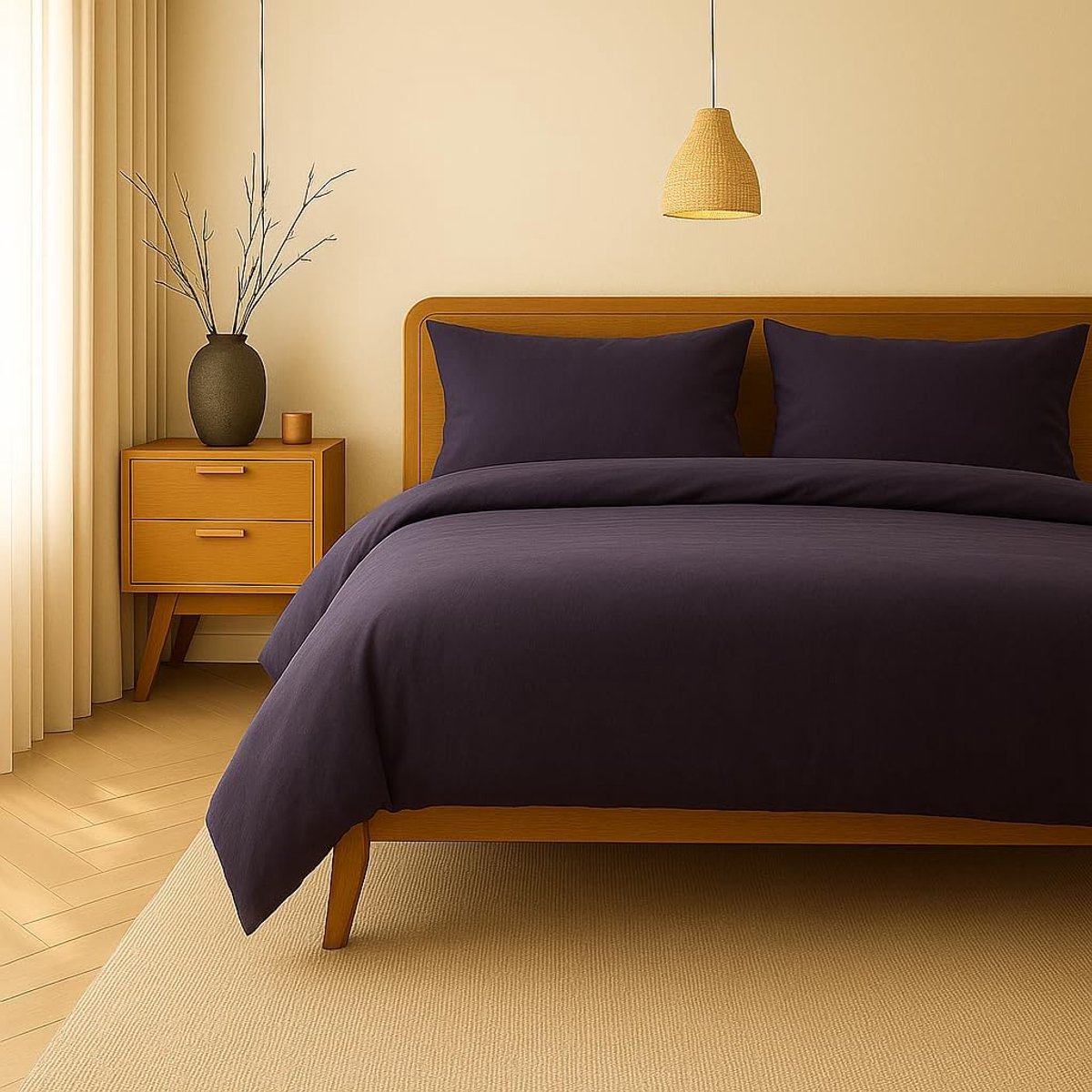 SnelShoppen - Deluxe Beddegoed Set 140 x 200 cm Katoen Dekbedovertrek met Kussensloop 80 x 80 cm Hoogwaardige Bedding Set met Rits 100% Katoen Puur Pa