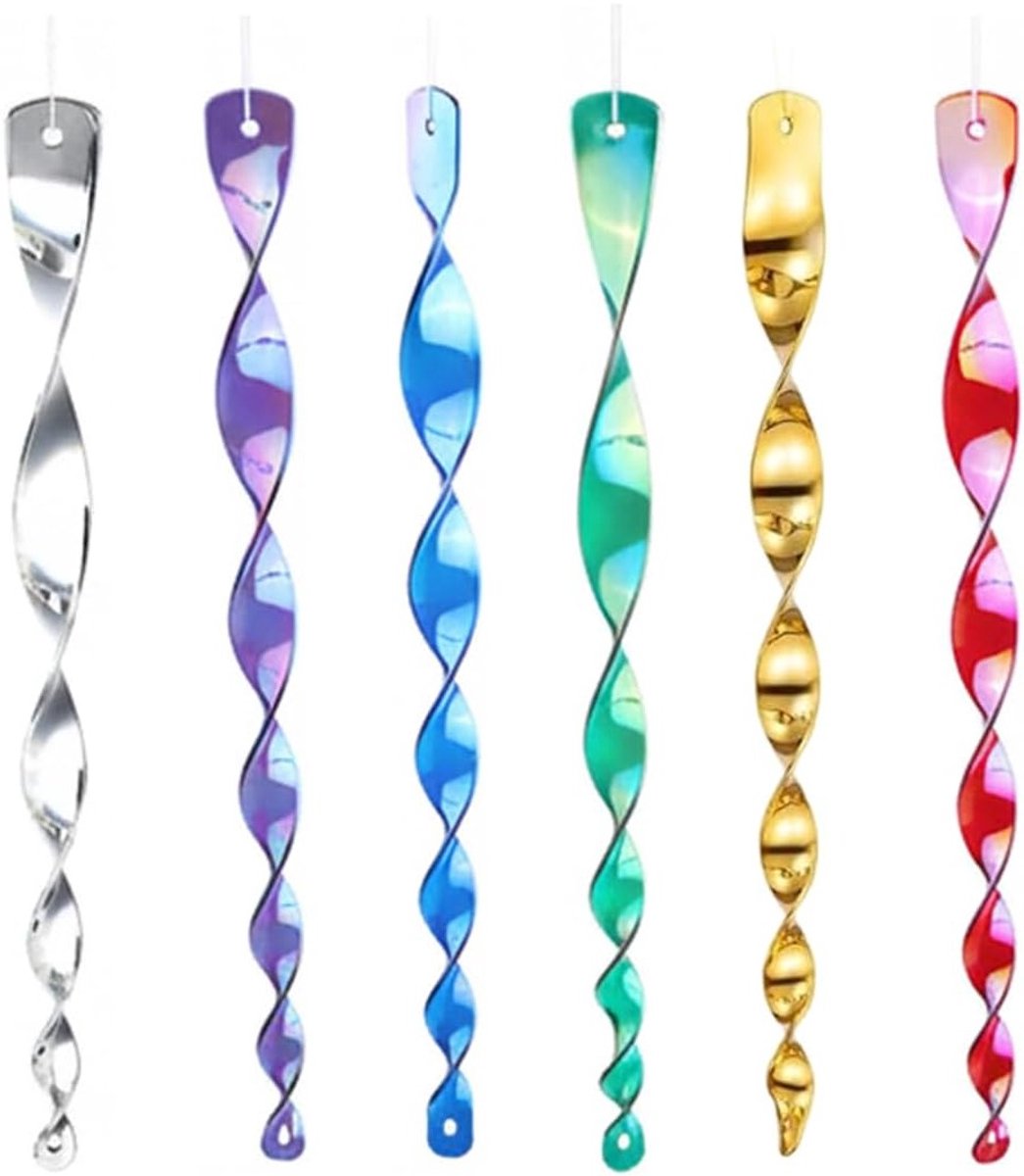 Set van 6 Reflecterende Spikes voor Balkon en Tuin, Windbestendig Spiral, Duivenbestrijding en Zijbescherming (6 Kleuren)