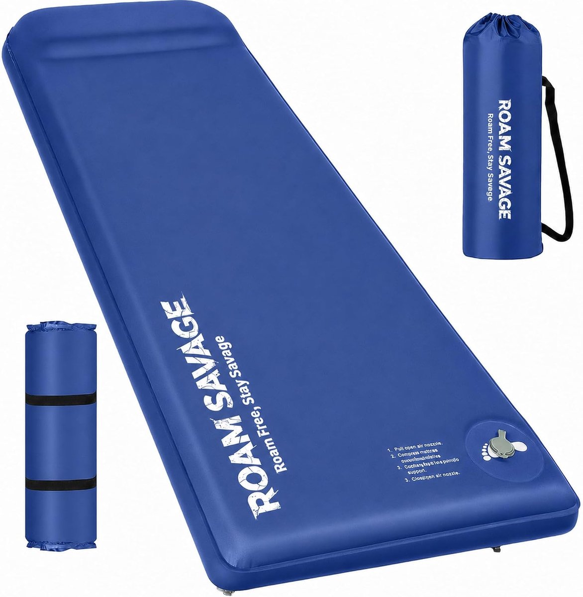 SnelShoppen - Zelfopblazende Campingmat 7 cm met Kussen, R-Value 8.0 Isolatie, Dubbel Ventiel, 50D TPU-stof, Koppelbaar Luchtmatras voor Kamperen, Wan
