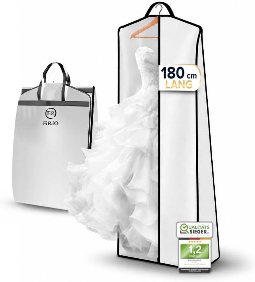 SnelShoppen - FiRiO® 1 x Kledinghoes 180 cm - Bruidsjurken - Beschermende Tas (20cm diepte) - Ideaal voor Reizen en Opslag