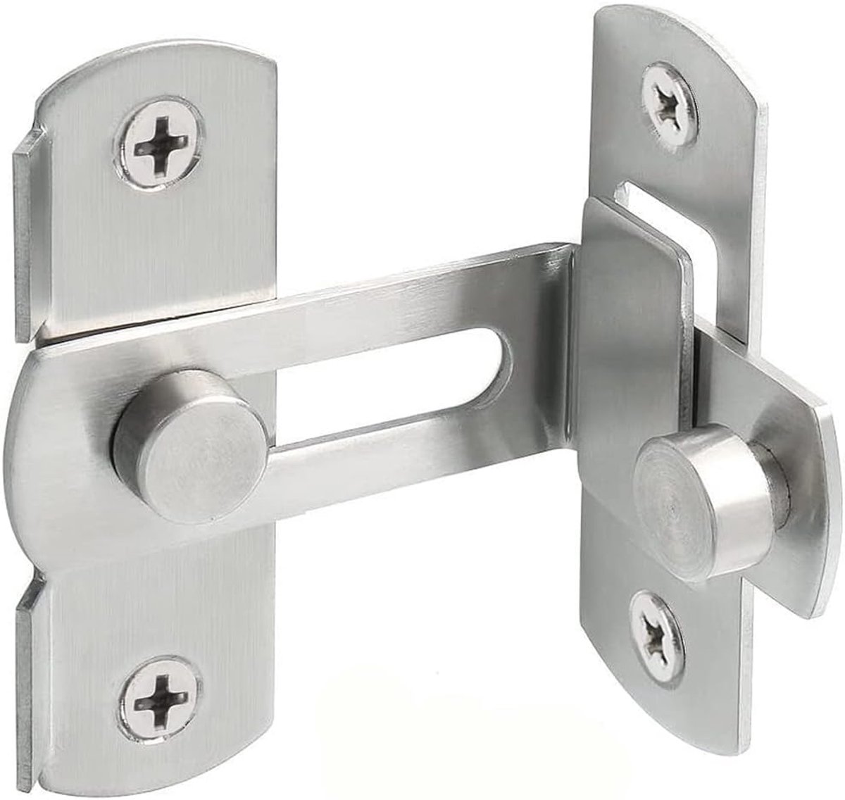 SnelShoppen - Sliding Door Lock RVS - Veiligheidsdeurvergrendeling voor Deuren, Vensters, Badkamer, Tuin, Garage en Wijnkast - 90° 4" Zilver