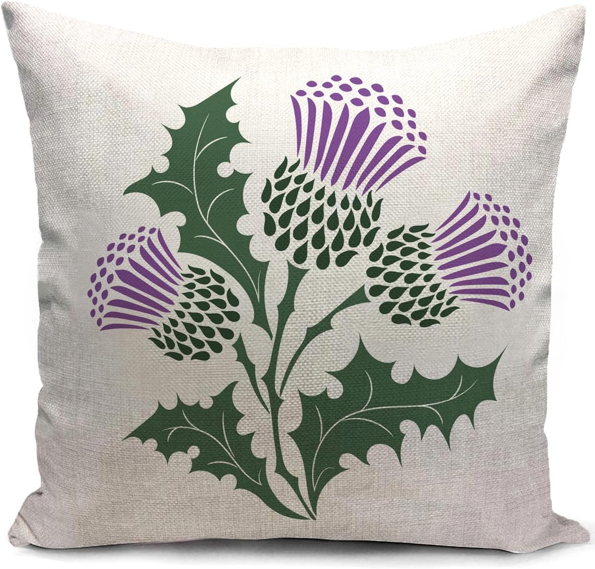 SnelShoppen - Cushion Cover Flower of Scotland 40x40cm - Thistle Paars Kussenhoes - Decoratieve Pillowcase voor Woonkamer, Sofa, Bed, Buiten, Feest en