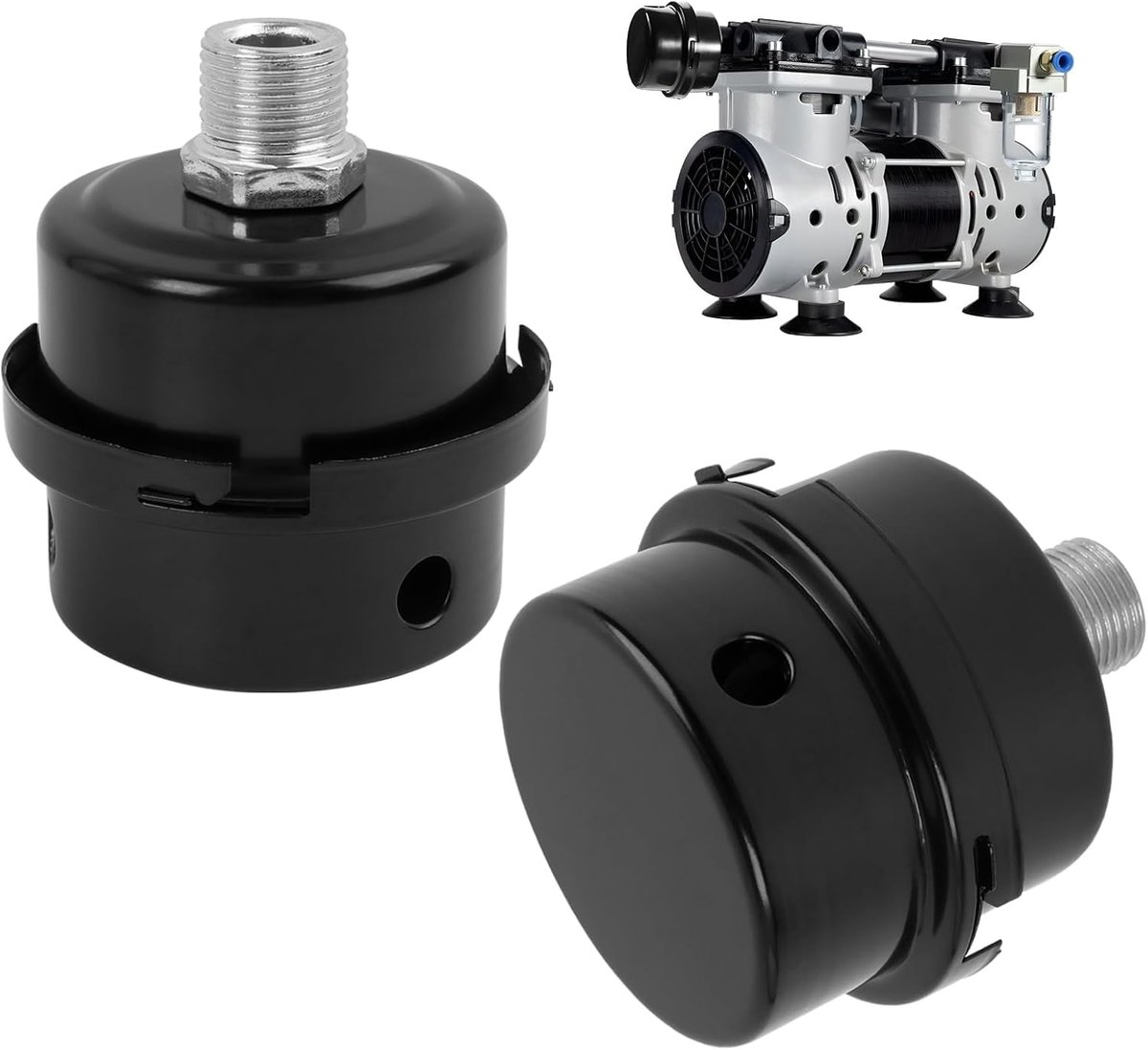 SnelShoppen - 2PCS Compressor Silencer Filter - Effectieve Luchtfilter voor Compressoren - 3/8 Inch 16mm Metaal en Kunststof - Duurzaam en Stofbestend