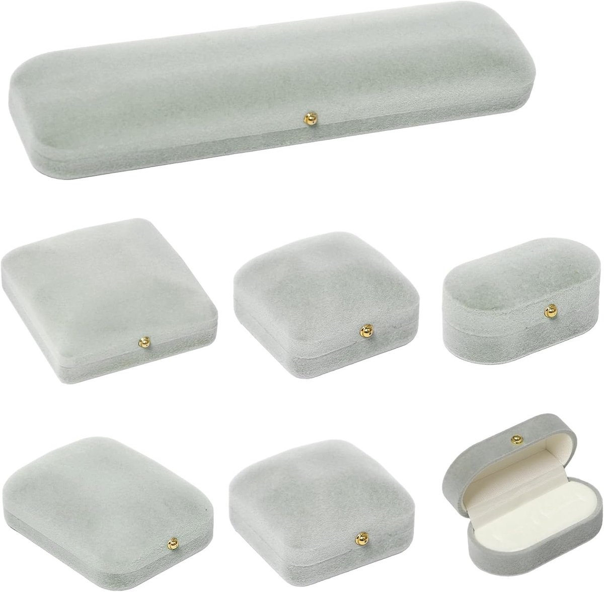 SnelShoppen - Fluwelen Geschenkdoosjes Set van 6 - Kleine Sieraden Doosjes voor Ringen, Oorbellen, Armbanden, Hangers en Kettingen - Luxe Organisatie