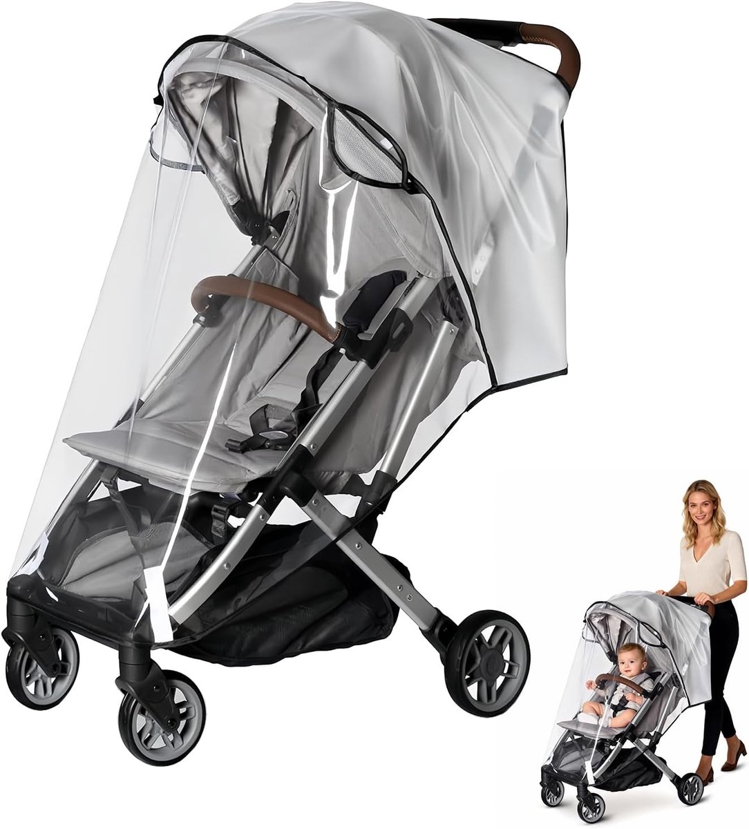 SnelShoppen - Universele kinderwagen regenhoes, waterdichte bescherming tegen regen, wind en sneeuw, ademend en transparant, voor optimaal comfort van