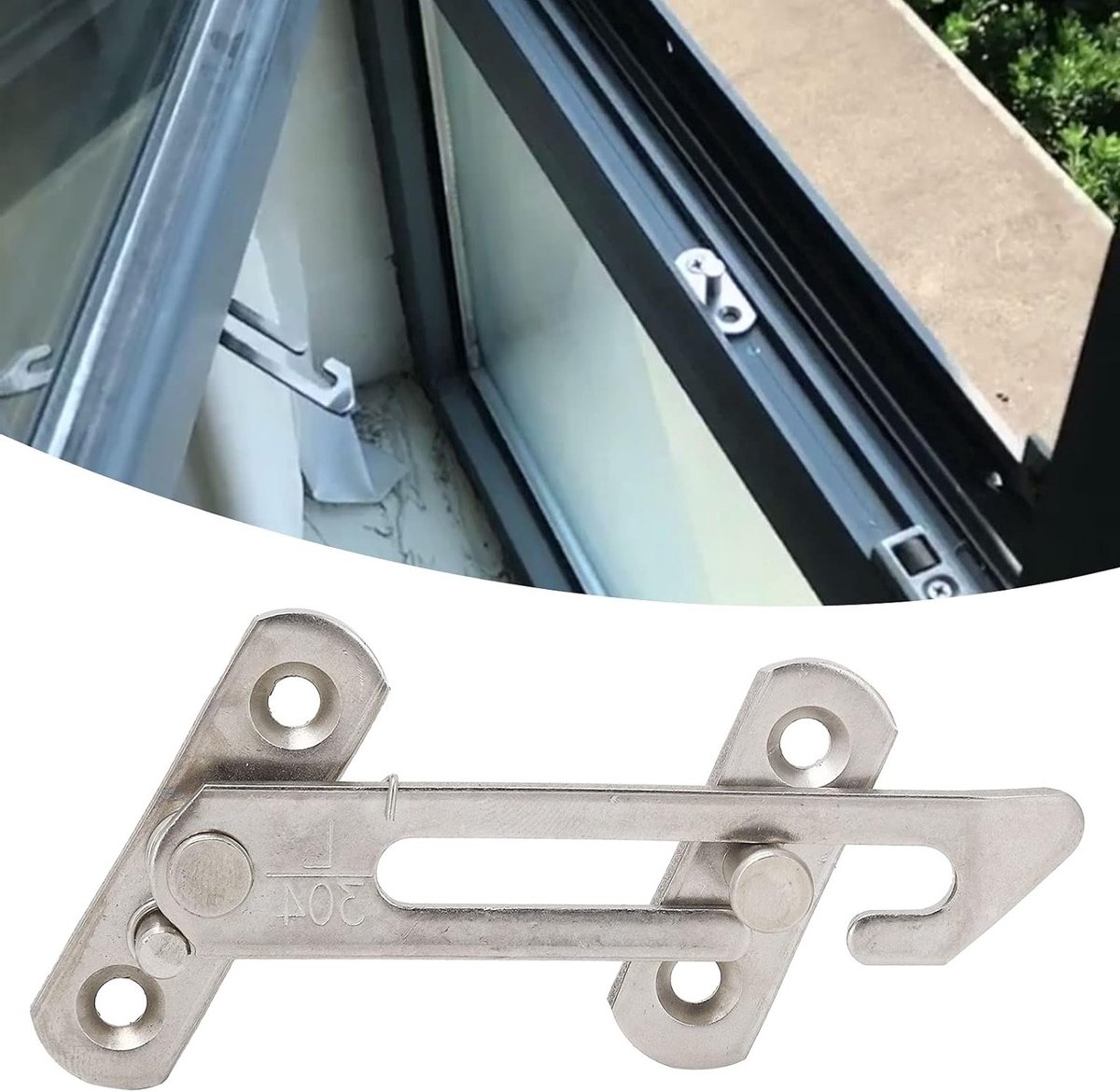 RVS Raamstopper met Schroeven, Kindveilige Sluiting voor Raam en Deur, Veiligheid en Bescherming