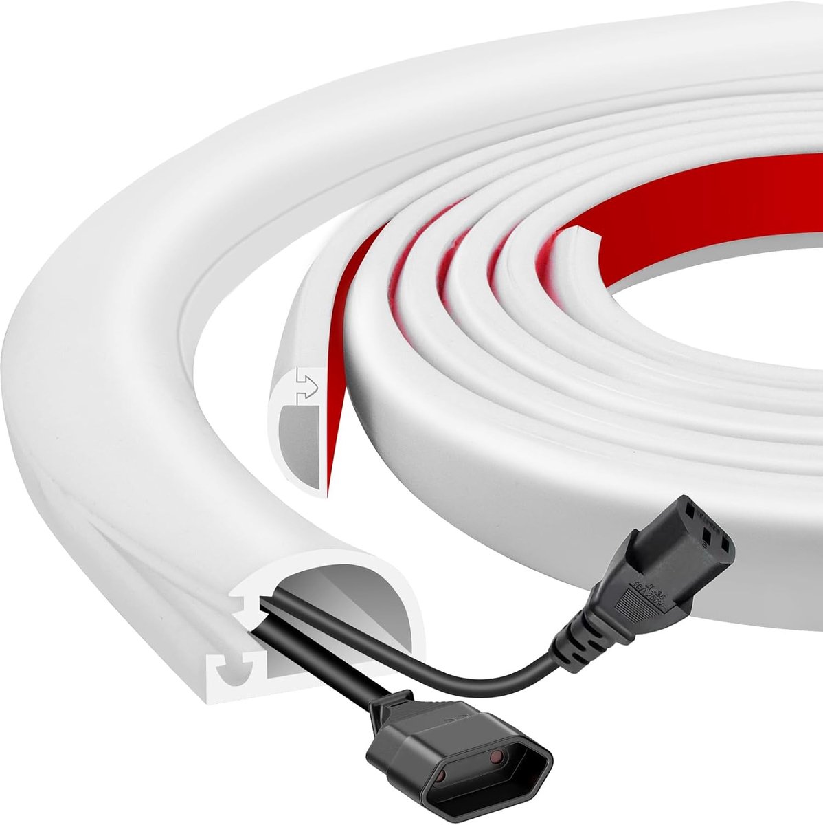 Thijox - 6 Meter Siliconen Kabelgoot voor Elektrische Kabels - Zijdelingse Opening voor Gemakkelijke Toegang - Zelfklevende Afdekking voor TV, Thuiska