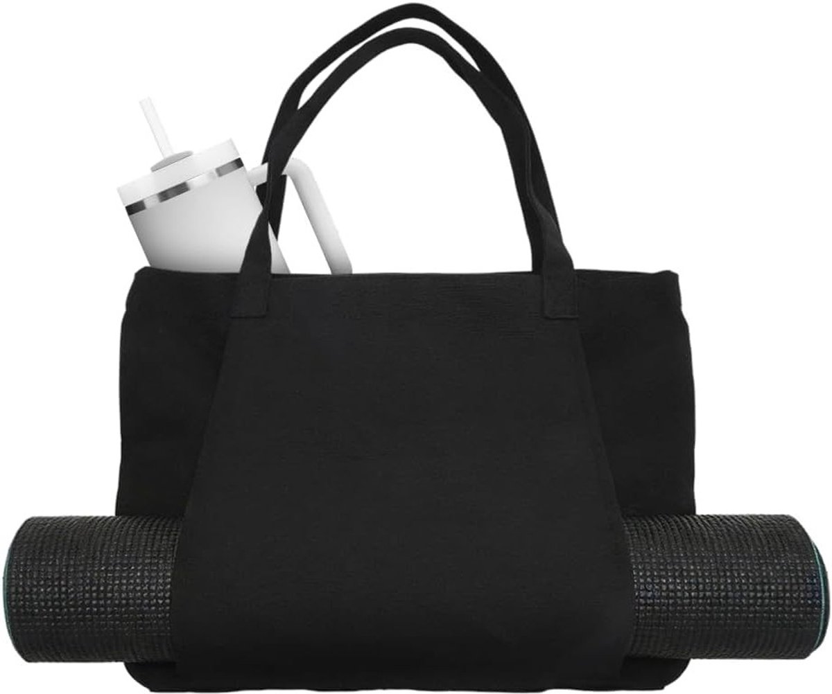 Draagbare Yogamat met Tas voor Vrouwen - Ideaal voor Pilates, Reizen en Training (Zwart)