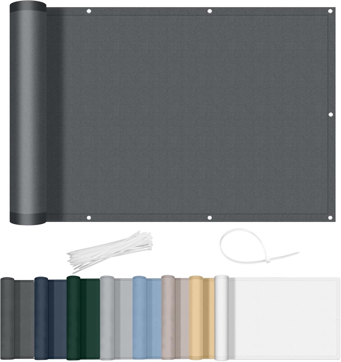 SnelShoppen - Balkon Scherm 90x200cm Waterdicht Privacy Scherm Opaak Balkonafscheiding met Oogjes Windscherm UV Bescherming voor Balkon Tuin Terrazzo