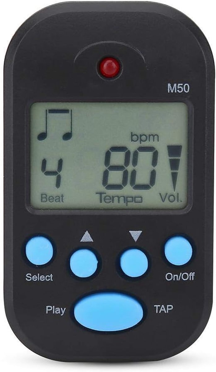 SnelShoppen - Mini Digitale Metronoom M50 - Multifunctionele Tempo Metronoom voor Piano, Viool en Gitaar - Compact, Draagbaar met Klem en Lus - Ideaal