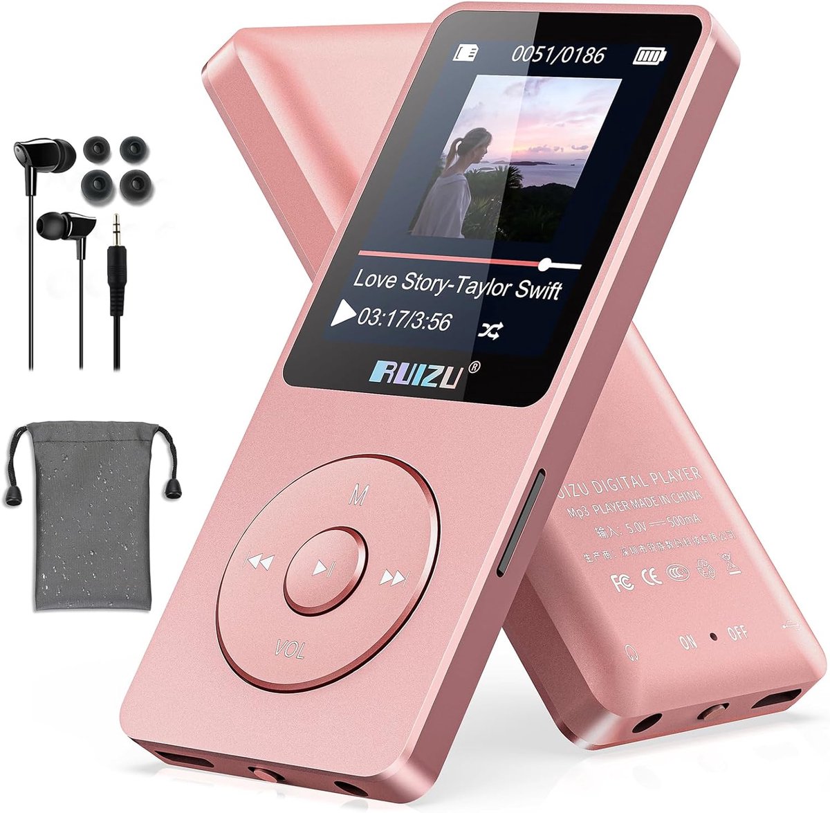 SnelShoppen - 32GB MP3 Speler met Bluetooth 5.3, Super Licht (30g), Tot 80 Uur Batterijduur, 1.8 Inch Scherm, Ideaal voor Sport, Kinderen en Volwassen