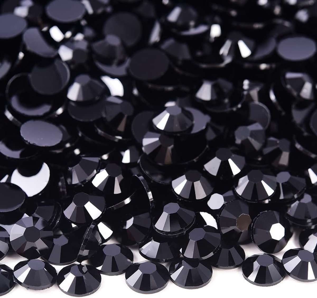 SnelShoppen - 3000pcs 4mm SS16 Resin Rhinestones - Non-Hotfix Steentjes voor DIY Creaties, Nail Art, Makeup, Decoratie, Zwart