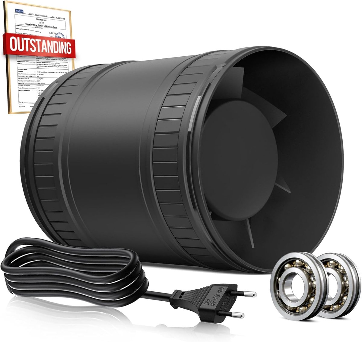 SnelShoppen - Kanaalventilator 100mm - Stille Buisventilator met Dubbele Kogellagermotor,