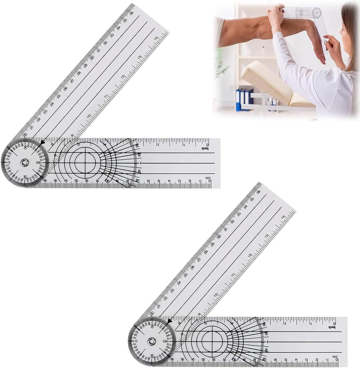 Goniometer 2 Stuks - Hoekmeter - Hoekmeter Fysiotherapie - PVC - Transparant - Duurzaam Materiaal