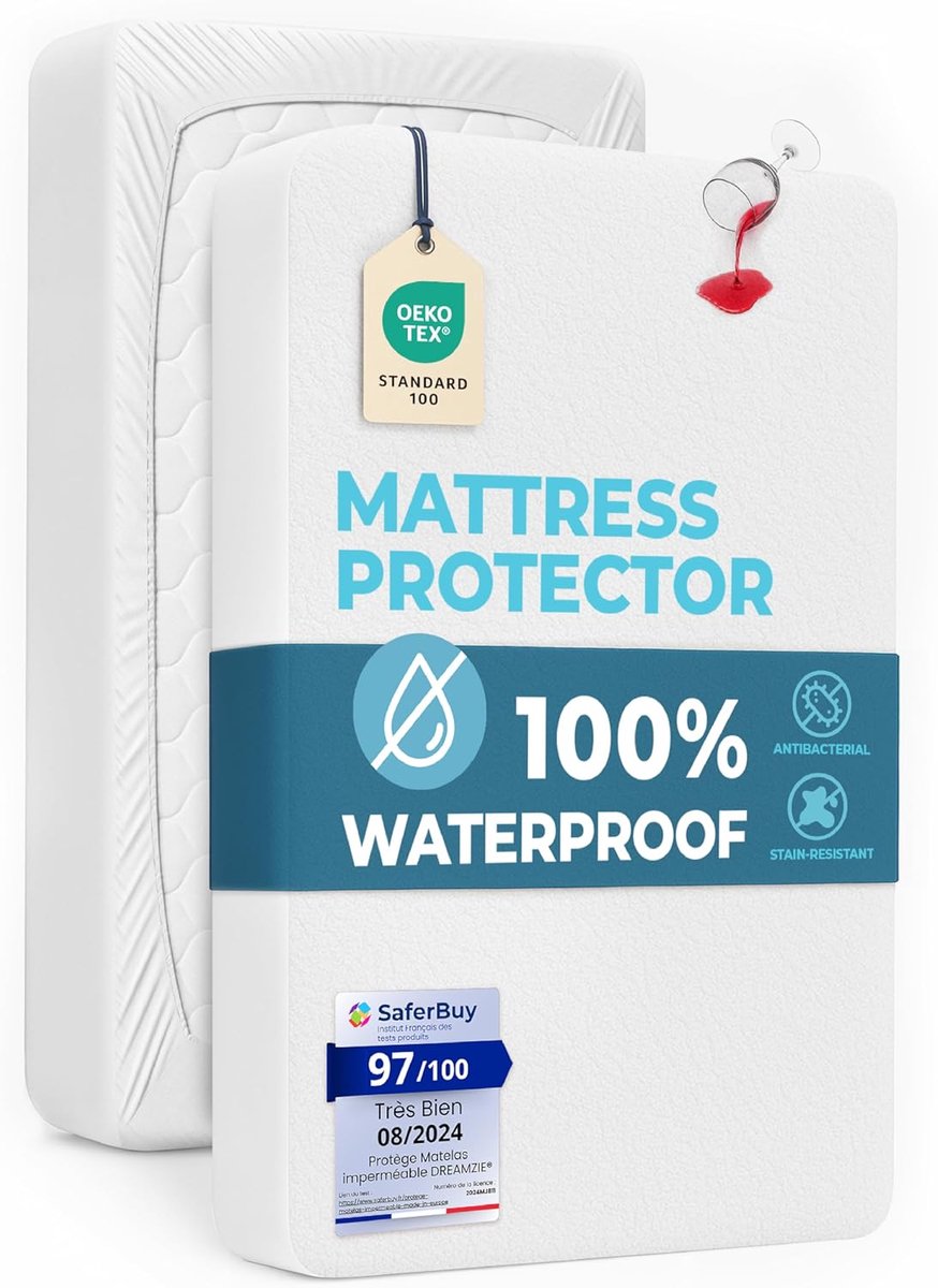 SnelShoppen - Dreamzie Matrasbeschermer Waterdicht 150 x 200 cm - Hypoallergene, Ademend, Anti-Mijt, OEKO-TEX, Bi-Ome, Optimale Bescherming, Ideaal vo