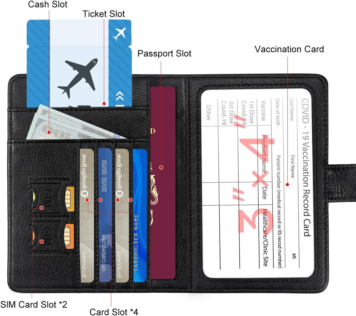 SnelShoppen - Passport Holder Travel Wallet - Premium RFID Blocking Paspoorthouder - Compact Reis Organizer in Diep Grijs - Minimalistisch Design voor