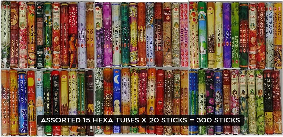 SnelShoppen - 15 Dozen HEM R Geurstokjes - 300 Stuks - Aromatische Sticks - 15 Verschillende Geuren - Brandduur 30-35 Minuten - Perfect voor Feesten,