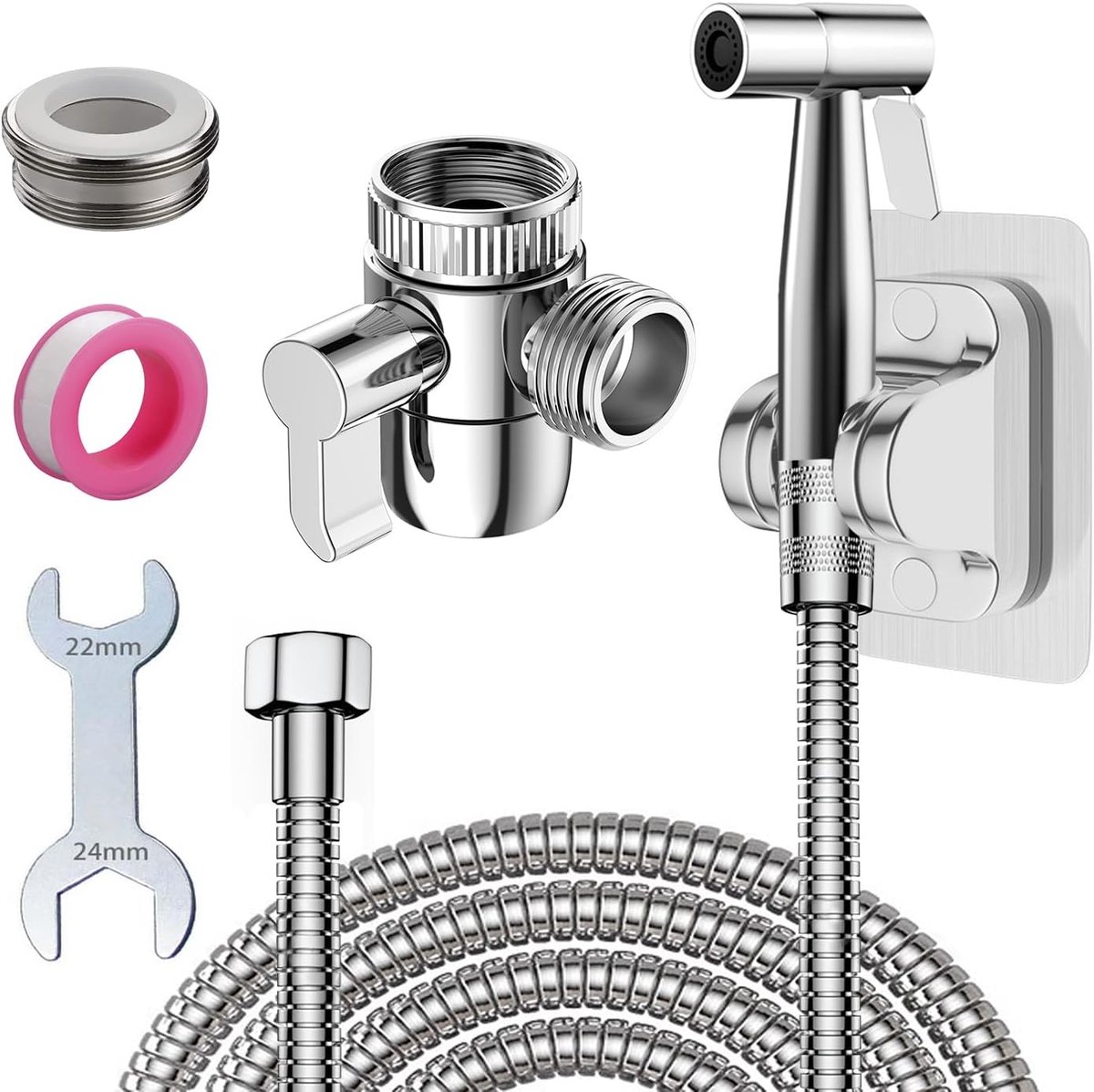 SnelShoppen - Handheld Bidet Sprayer Toiletspray G1/2 Shattaf Kit RVS - Hoog Waterdruk, Eenvoudige Installatie, Perfect voor Thuisgebruik, Sinks en To