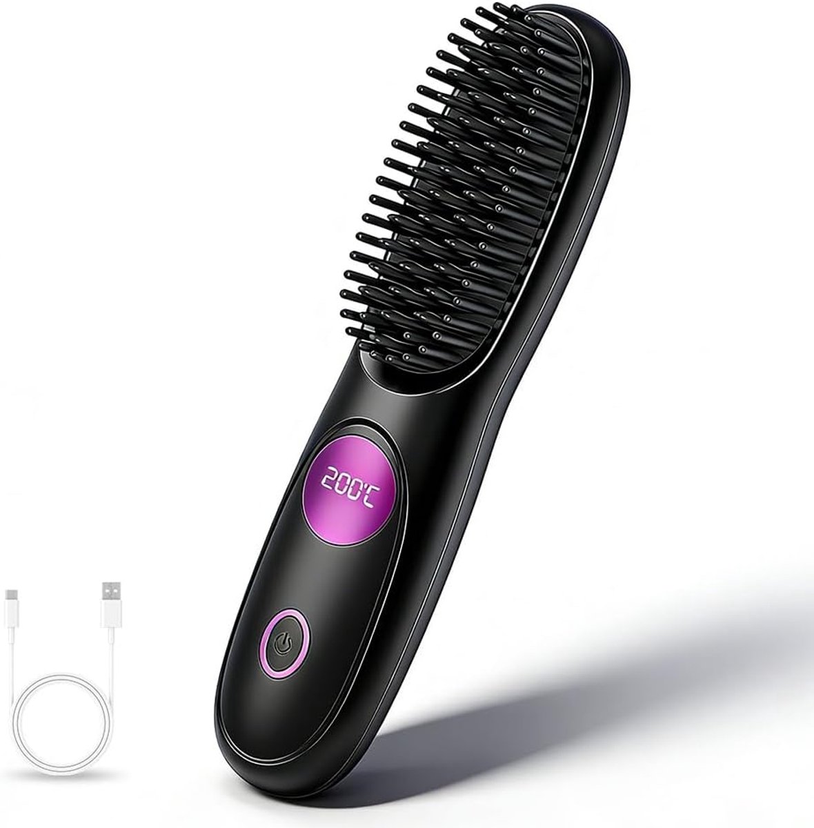 Thijox - Go Brush Pro Draagbare Stijlborstel met 3 Warmtestanden, Oplaadbare Mini-Borstel voor Reizen, Haarstyling en Dagelijks Gebruik - Voedt en Ver