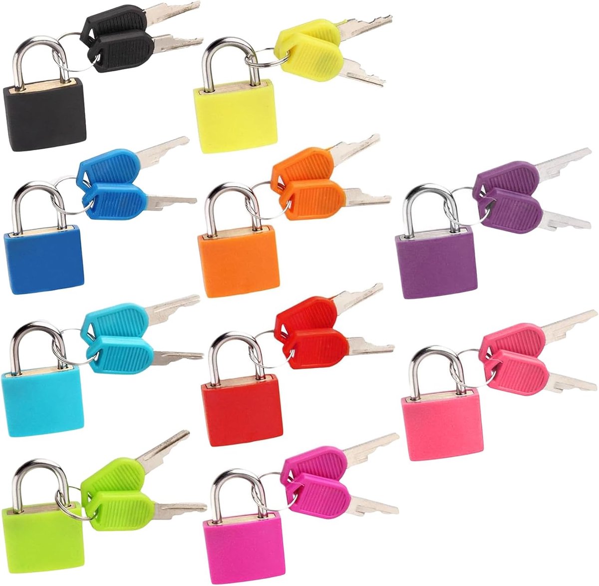 SnelShoppen - 10 Stuks Mini Koffersloten met Sleutels - Kleurige Sleutelslotjes voor Reisbagage, Sporttas, Rugzakken - Duurzaam en Weerbestendig - Vei