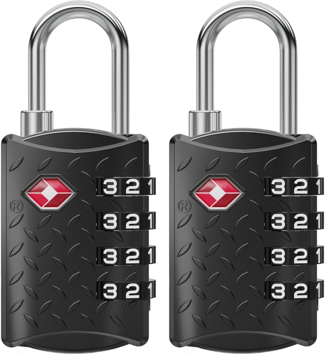 SnelShoppen - TSA-Goedgekeurde Reis Sleutel met 4-Cijferige Combinatie, Antislip Structuur, Zwart, 2 Stuks - Perfect voor Koffers, Rugtassen, Cabin Lu