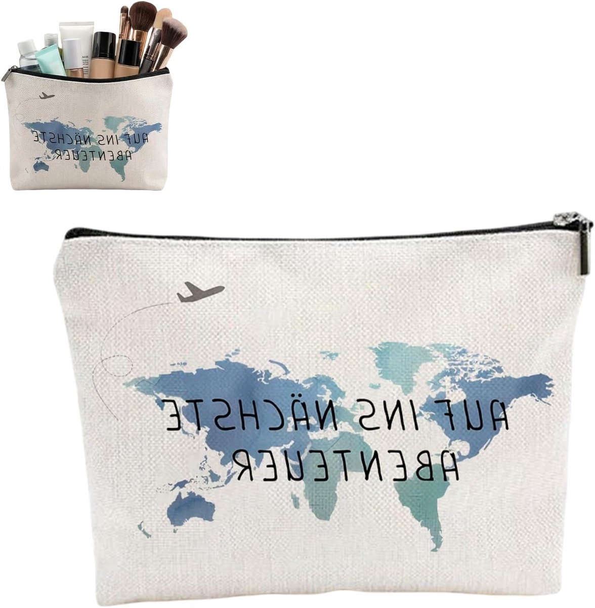 Praktische Kosmetische Tas met Inspirerende Tekst, Perfect als Afscheidscadeau of Reisgeschenk voor Dames, Ideaal voor Make-up en Organisatie
